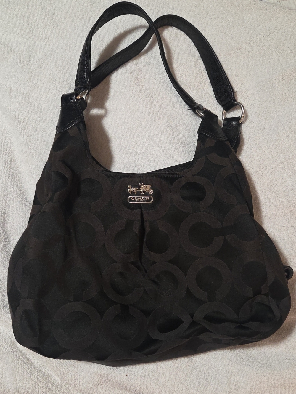 Coach Madison Maggie Black Op Art Shoulder Bag 21125